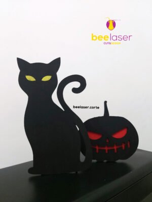Decoración de Halloween: Gato y Calabaza